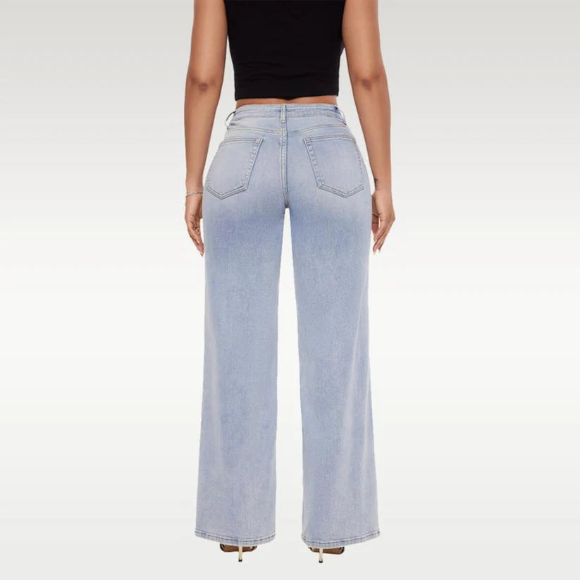 Mid-Low Rise Stretch Wide-Leg Baggy Jeans