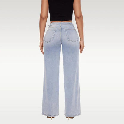 Mid-Low Rise Stretch Wide-Leg Baggy Jeans
